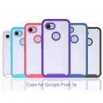 Wholesale Google Pixel 3A Clear Transparent Dual Defense Hybrid Armor Case (Navy Blue)